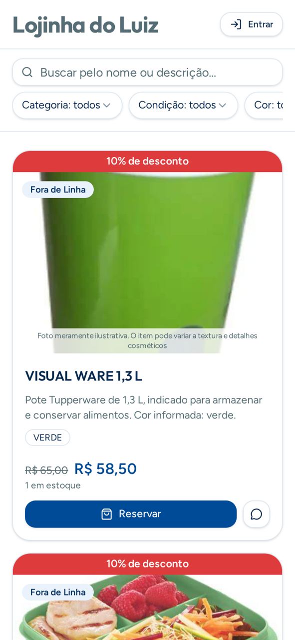 A vitrine também funciona no celular